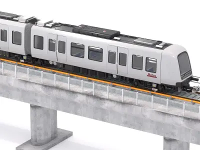 Hitachi Rail Driverless Metro Copenhagen with Railway Bridge 3D model