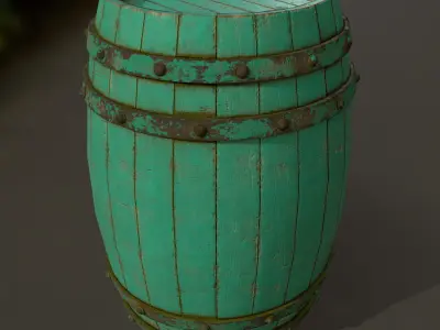 Wood  Barrel Low-poly 3D model