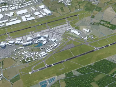 Hannover Airport 10km Low-poly 3D model