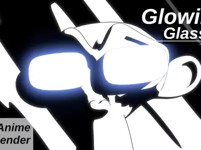 For Anime in Blender - Glowing Glasses Free 3D model
