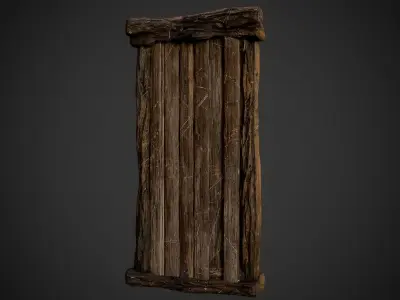 Medieval Wooden Door Low-poly 3D model