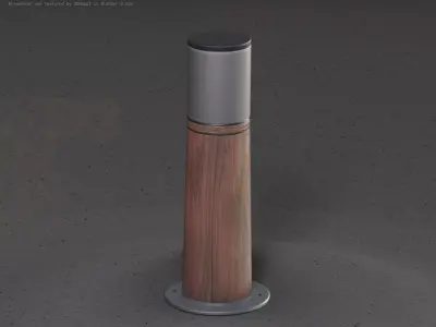 Wooden Light-Column 9 - Low-Poly Street-Light Set-9  Low-poly 3D model