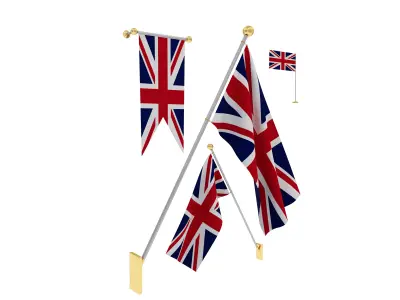 Flags of United Kingdom 3D model