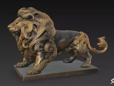 Lion Statue V48 Low-poly 3D model