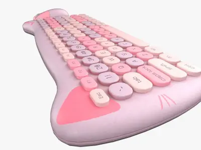 Wireless Keyboard Mouse Set Pinky Tones Version 3D model