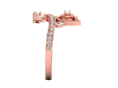 Solitaire Wedding Engagement Women Flower Heart Bypass Ring 3D print model
