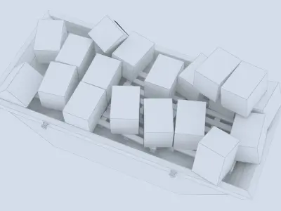 Industrial Container with cardboard boxes 3D model