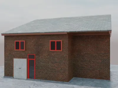 Two Floor Brick House - Only Exterior Low-poly 3D model