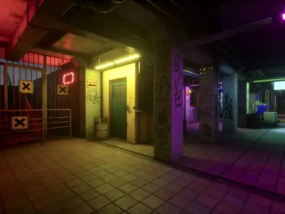 CyberPunk Underpass for UE Low-poly 3D model