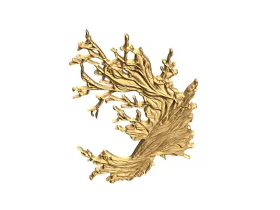 Golden Flowing Fabric decor set wall mural for CNC 02 3D print model