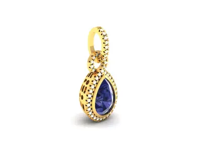 Women Pear Diamond Pendant 3DM STL OBJ FBX Render Details 3D print model