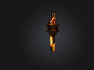 Voxel Torch Low-poly 3D model