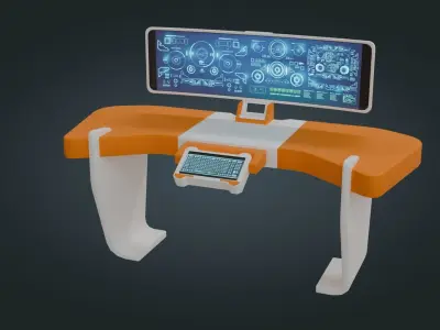 Sci fi Workspace - Game Ready - PBR Low-poly 3D model