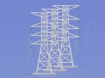 Cartoon Electric Power Tower 3D model