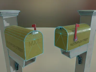 Mailbox pair of mailboxes Low-poly 3D model
