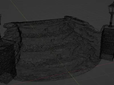 Flagstone Entrance Stairs 3D model