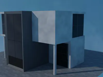 Small modern house Low-poly 3D model