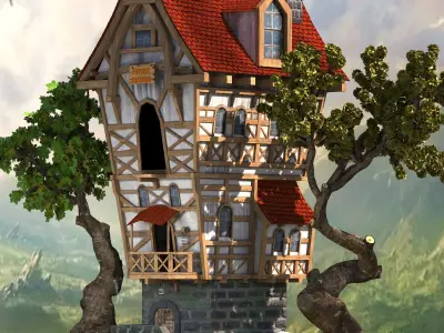 Stylized Forest Cottage Low-poly 3D model