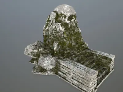 skull cave Low-poly 3D model