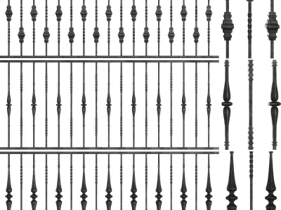 Wrought Iron Bundle No04 Fence 3D model