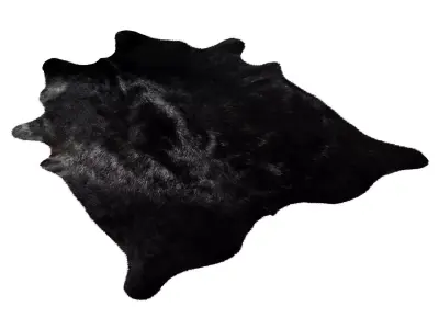 Solid Black Cowhide Rug 3D model