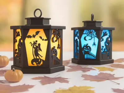 Halloween Candle Tea Light Lantern Witch Pumpkin Jack Skeleton 3D print model