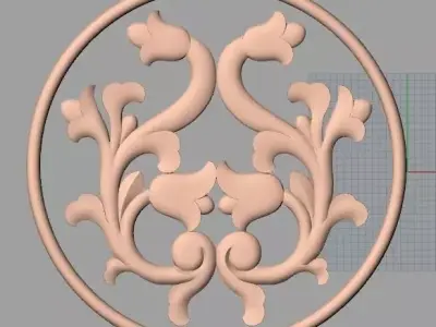 Furniture decoration round flower 3D STL model for CNC E927 3D model