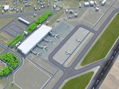 Sardar Vallabhbhai Patel International Airport Ahmedabad 10km Low-poly 3D model