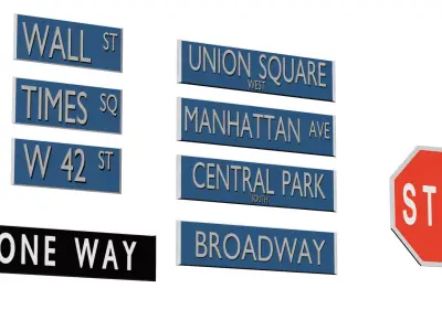 NYC City props lightpack Low-poly 3D model