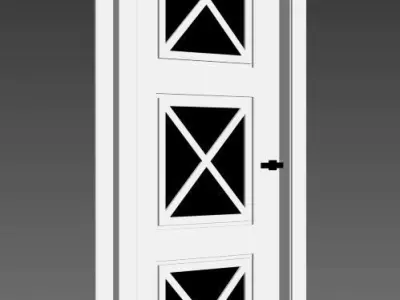 White interior door with Art Deco style mirror inserts 3D model