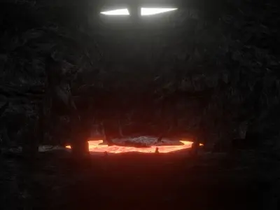 Cavern entrance to cave Low-poly 3D model