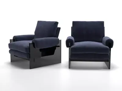 Lucite recliner chair - velvet 3D model