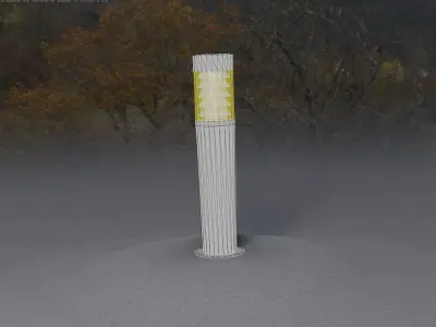 Low-Poly Moss Green Light Column 20 - Street Light Set-9 Low-poly 3D model