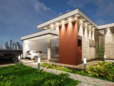 Flat Roof Bungalow 3D model