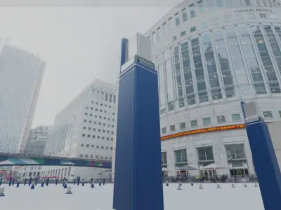 Street Light 8 Bollard 900 mm Futuristic Blue Version 5 Low-poly 3D model