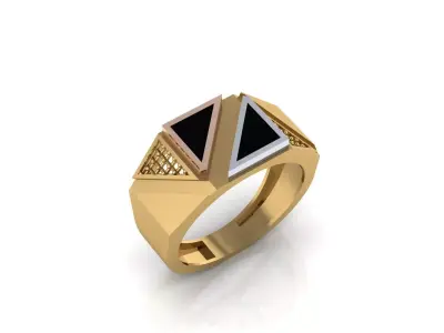Tri Tone Architectural Enamel Ring with Lattice Design 3D print model