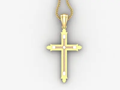 High Cross Pendant Light Gold 18K 4CP080 3D print model