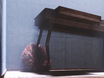 Wooden Old Table With Drawers Free 3D model