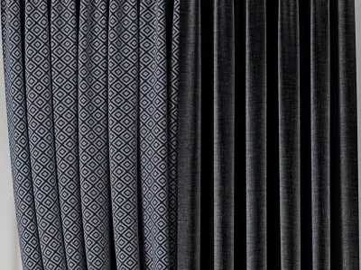 Classic patterned and silk curtains 001 Low-poly 3D model