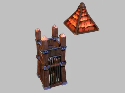 Wooden Fortress Builder Pack Low-poly 3D model