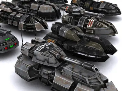 Sci-Fi hover tanks Low-poly 3D model