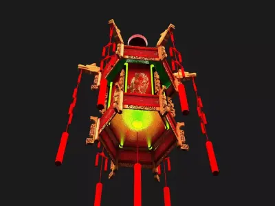 Chinese Palace Lantern  Low-poly 3D model 8