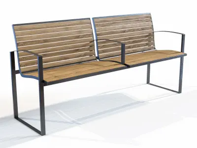 Set of benches with urns and bicycle parking 3D model