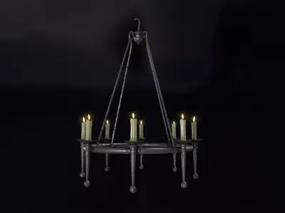 Medieval Chandelier 01 Low-poly 3D model