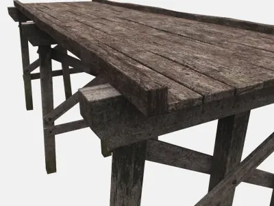 Old Wooden Bridge Low-poly 3D model