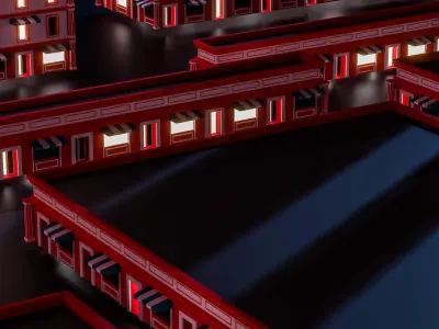 Stylized Apartments Buildings Package Low-poly 3D model
