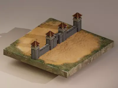 Castle Wall Level 5 Low-poly 3D model