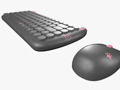 Wireless Keyboard Mouse Set Simple Dark Gray Version  3D model