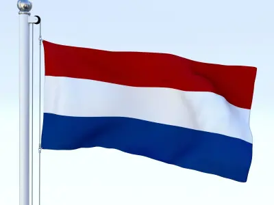 Animated Nederlands Flag Low-poly 3D model