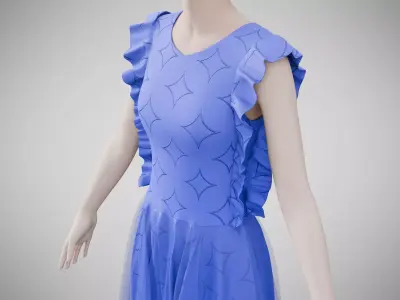 Dress 20 Very Light Blue With Design Low-poly 3D model